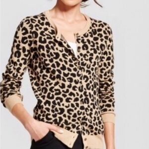 a new day Tan and Black Leopard Cardigan